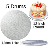 5 Boards - 12" Round Cake Drums - Silver Cake Drum